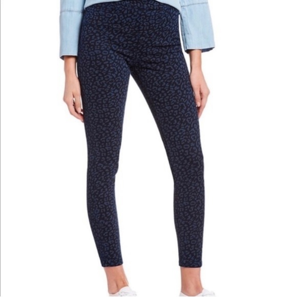 Spanx Leopard Print Look At Me Now Denim Leggings Blue Women’s Size M. - Picture 2 of 9